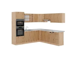 Vicco R-Line Eckküche Artisan-Eiche/Goldkraft Eiche 237 x 247 cm AP Marmor ohne E-Geräte