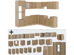 Vicco R-Line Eckküche Artisan-Eiche/Goldkraft Eiche 237 x 247 cm AP Marmor ohne E-Geräte
