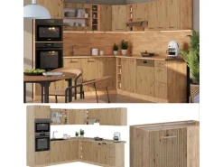 Vicco R-Line Eckküche Artisan-Eiche/Goldkraft Eiche 237 x 247 cm AP Anthrazit ohne E-Geräte