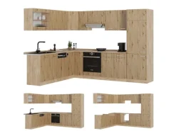 Vicco R-Line Eckküche Artisan-Eiche/Goldkraft Eiche 227 x 287 cm ohne Arbeitsplatte ohne E-Geräte