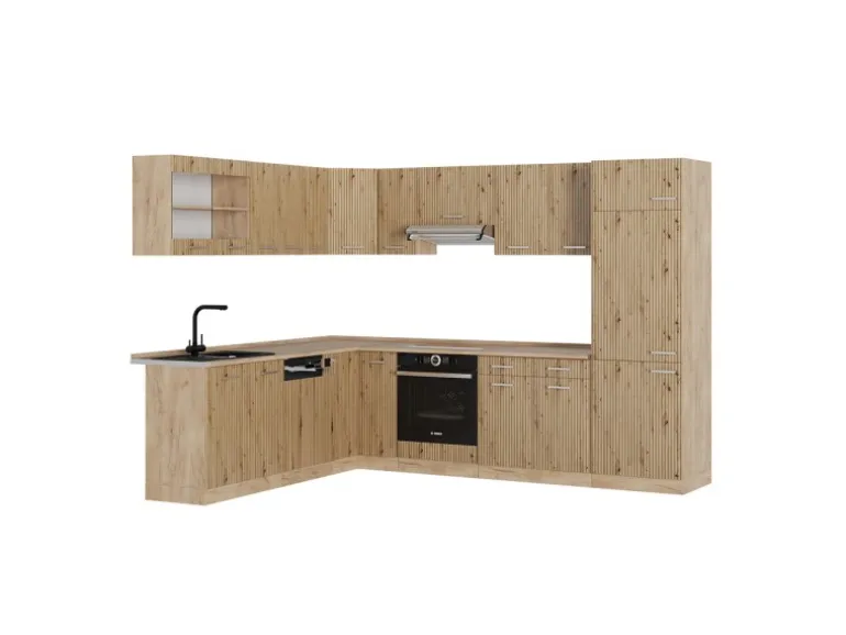Vicco R-Line Eckküche Artisan-Eiche/Goldkraft Eiche 227 x 287 cm AP Eiche ohne E-Geräte