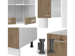 Vicco R-Line Eckküche Artisan Eiche/Weiß 237 x 247 cm AP Eiche ohne E-Geräte