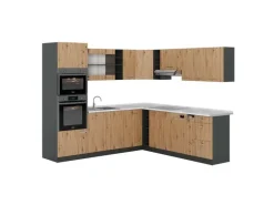 Vicco R-Line Eckküche Artisan Eiche/Anthrazit 237 x 247 cm AP Marmor ohne E-Geräte