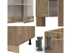 Vicco R-Line Eckküche Artisan-Eiche/Goldkraft Eiche 237 x 247 cm ohne Arbeitsplatte ohne E-Geräte