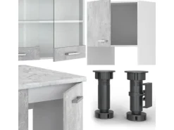 Vicco R-Line Eckküche Beton/Weiß 237 x 247 cm AP Anthrazit ohne E-Geräte