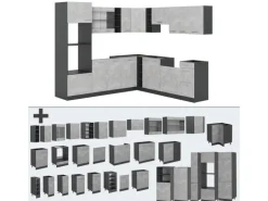 Vicco R-Line Eckküche Beton/Anthrazit 237 x 247 cm AP Anthrazit ohne E-Geräte