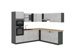 Vicco R-Line Eckküche Beton/Anthrazit 237 x 247 cm AP Eiche ohne E-Geräte