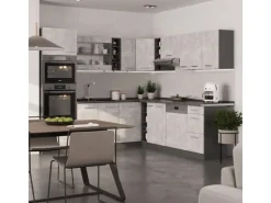 Vicco R-Line Eckküche Beton/Anthrazit 237 x 247 cm AP Eiche ohne E-Geräte