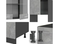 Vicco R-Line Eckküche Beton/Anthrazit 237 x 247 cm AP Eiche ohne E-Geräte