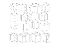 Vicco R-Line Eckküche Beton/Weiß 237 x 60 cm ohne Arbeitsplatte ohne E-Geräte
