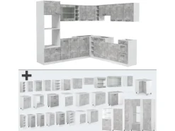 Vicco R-Line Eckküche Beton/Weiß 237 x 60 cm ohne Arbeitsplatte ohne E-Geräte