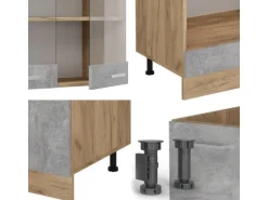 Vicco R-Line Eckküche Beton/Goldkraft Eiche 227 x 287 cm AP Anthrazit ohne E-Geräte