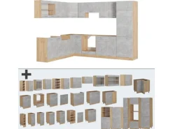 Vicco R-Line Eckküche Beton/Goldkraft Eiche 227 x 287 cm ohne Arbeitsplatte ohne E-Geräte