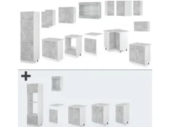Vicco R-Line Eckküche Beton 227 x 287 cm ohne Arbeitsplatte ohne E-Geräte