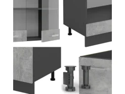 Vicco R-Line Eckküche Beton/Anthrazit 227 x 287 cm ohne Arbeitsplatte ohne E-Geräte