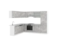 Vicco R-Line Eckküche Beton 227 x 287 cm AP Marmor ohne E-Geräte