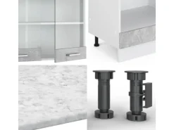 Vicco R-Line Eckküche Beton 227 x 287 cm AP Marmor ohne E-Geräte