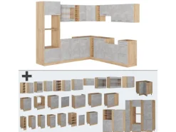 Vicco R-Line Eckküche Beton/Goldkraft Eiche 237 x 247 cm AP Anthrazit ohne E-Geräte