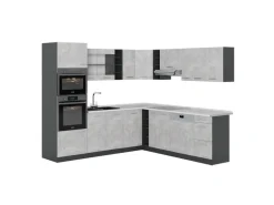 Vicco R-Line Eckküche Beton/Anthrazit 237 x 247 cm AP Marmor ohne E-Geräte
