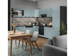 Vicco R-Line Eckküche Blau-Grau/Anthrazit 227 x 287 cm AP Marmor ohne E-Geräte