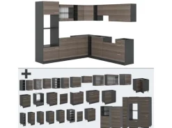 Vicco R-Line Eckküche Edelgrau/Anthrazit 237 x 247 cm AP Anthrazit ohne E-Geräte