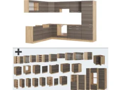 Vicco R-Line Eckküche Edelgrau/Goldkraft Eiche 227 x 287 cm AP Anthrazit ohne E-Geräte