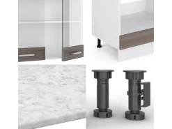 Vicco R-Line Eckküche Edelgrau/Weiß 227 x 287 cm ohne Arbeitsplatte ohne E-Geräte
