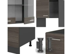 Vicco R-Line Eckküche Edelgrau/Anthrazit 237 x 247 cm AP Eiche ohne E-Geräte