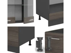 Vicco R-Line Eckküche Edelgrau/Anthrazit 227 x 287 cm ohne Arbeitsplatte ohne E-Geräte