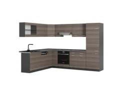 Vicco R-Line Eckküche Edelgrau/Anthrazit 227 x 287 cm AP Anthrazit ohne E-Geräte