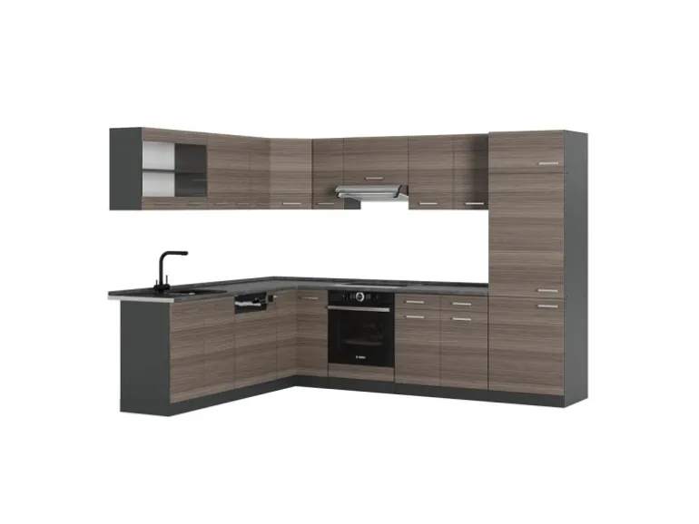 Vicco R-Line Eckküche Edelgrau/Anthrazit 227 x 287 cm AP Anthrazit ohne E-Geräte