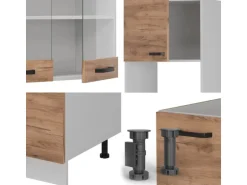 Vicco R-Line Eckküche Goldkraft Eiche/Weiß 237 x 247 cm AP Anthrazit ohne E-Geräte