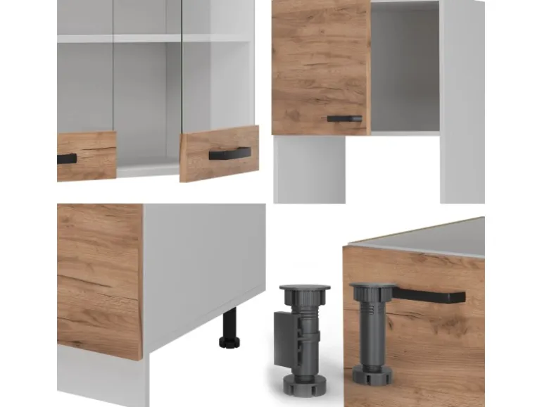 Vicco R-Line Eckküche Goldkraft Eiche/Weiß 237 x 247 cm AP Anthrazit ohne E-Geräte