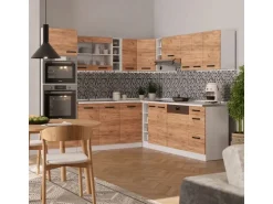 Vicco R-Line Eckküche Goldkraft Eiche/Weiß 237 x 247 cm AP Eiche ohne E-Geräte