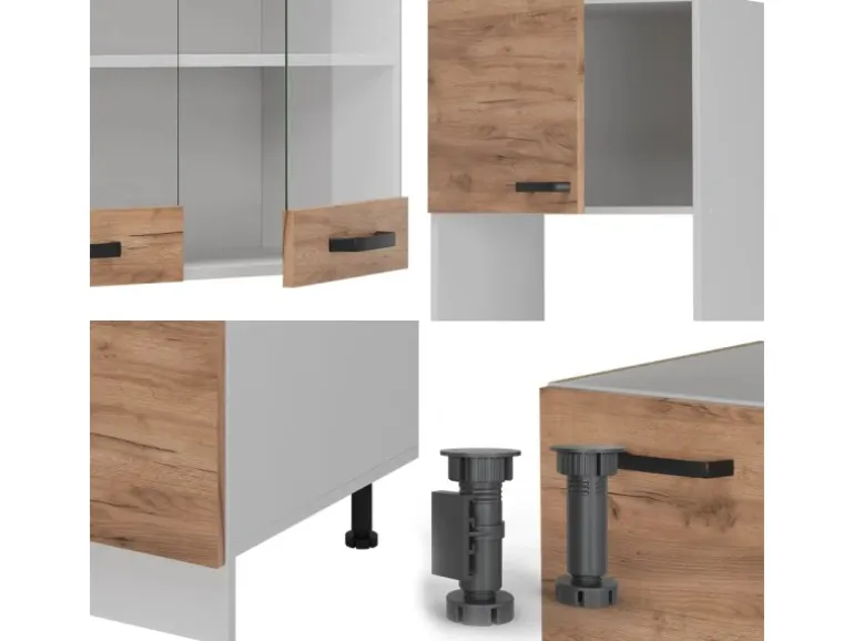 Vicco R-Line Eckküche Goldkraft Eiche/Weiß 237 x 247 cm AP Eiche ohne E-Geräte
