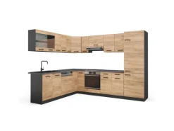 Vicco R-Line Eckküche Goldkraft Eiche/Anthrazit 227 x 287 cm ohne Arbeitsplatte ohne E-Geräte