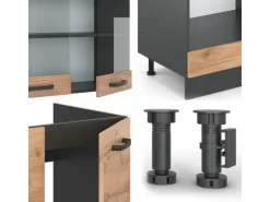 Vicco R-Line Eckküche Goldkraft Eiche/Anthrazit 227 x 287 cm ohne Arbeitsplatte ohne E-Geräte