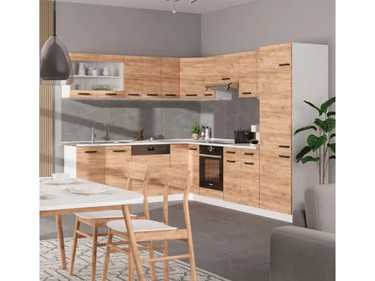 Vicco R-Line Eckküche Goldkraft Eiche/Weiß 227 x 287 cm AP Anthrazit ohne E-Geräte