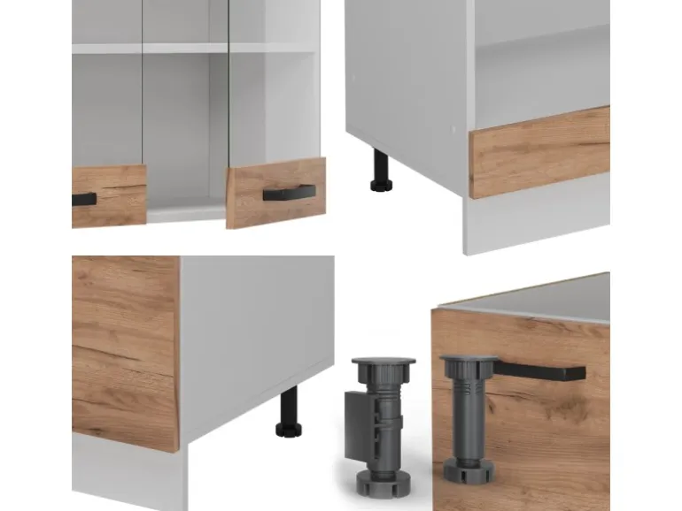 Vicco R-Line Eckküche Goldkraft Eiche/Weiß 227 x 287 cm AP Anthrazit ohne E-Geräte
