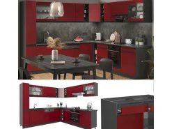 Vicco R-Line Eckküche Rot/Anthrazit 257 x 277 cm J-ShapeAP Anthrazit ohne E-Geräte