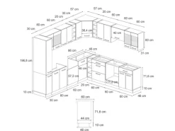 Vicco R-Line Eckküche Rot/Anthrazit 257 x 277 cm J-ShapeAP Anthrazit ohne E-Geräte