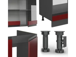 Vicco R-Line Eckküche Rot/Anthrazit 257 x 277 cm J-ShapeAP Anthrazit ohne E-Geräte