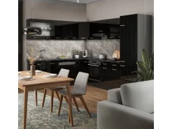 Vicco R-Line Eckküche Schwarz Hochglanz/Anthrazit 227 x 287 cm AP Marmor ohne E-Geräte