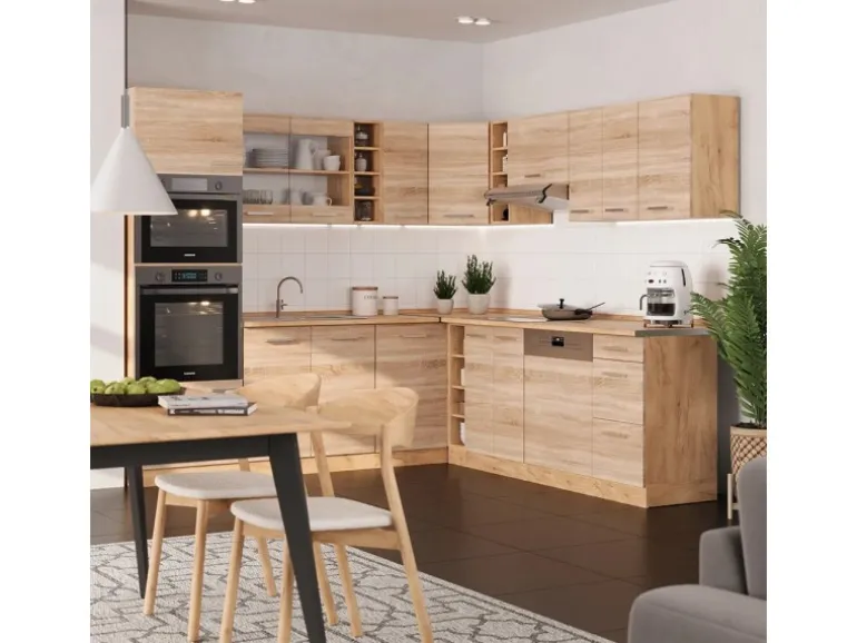 Vicco R-Line Eckküche Sonoma/Goldkraft Eiche 237 x 60 cm ohne Arbeitsplatte ohne E-Geräte