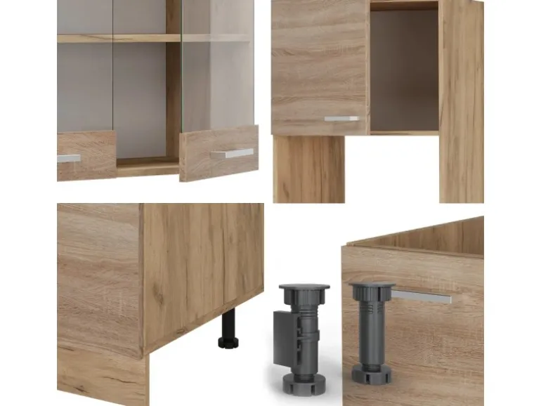 Vicco R-Line Eckküche Sonoma/Goldkraft Eiche 237 x 60 cm ohne Arbeitsplatte ohne E-Geräte