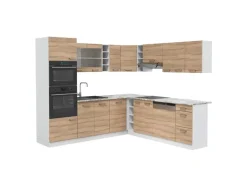 Vicco R-Line Eckküche Sonoma/Weiß 237 x 60 cm ohne Arbeitsplatte ohne E-Geräte