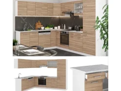 Vicco R-Line Eckküche Sonoma/Weiß 227 x 287 cm AP Eiche ohne E-Geräte
