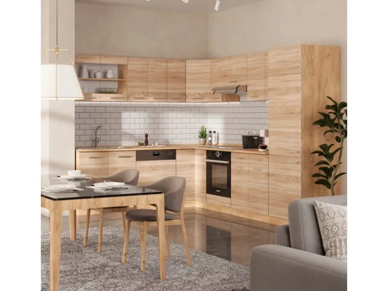 Vicco R-Line Eckküche Sonoma/Goldkraft Eiche 227 x 287 cm ohne Arbeitsplatte ohne E-Geräte