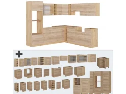 Vicco R-Line Eckküche Sonoma/Goldkraft Eiche 237 x 247 cm AP Eiche ohne E-Geräte