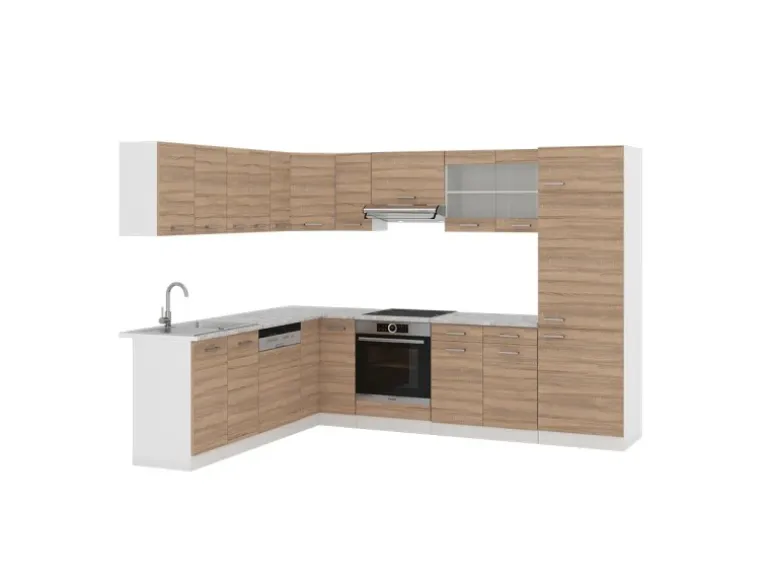 Vicco R-Line Eckküche Sonoma 227 x 287 cm ohne Arbeitsplatte ohne E-Geräte